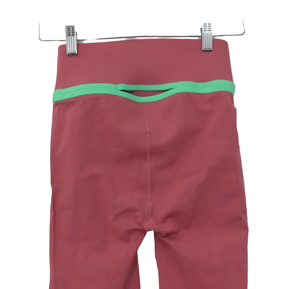 Fabletics Sculptknit‎ Leggings Womens M Pink Green High Waist Cut Out Athletic